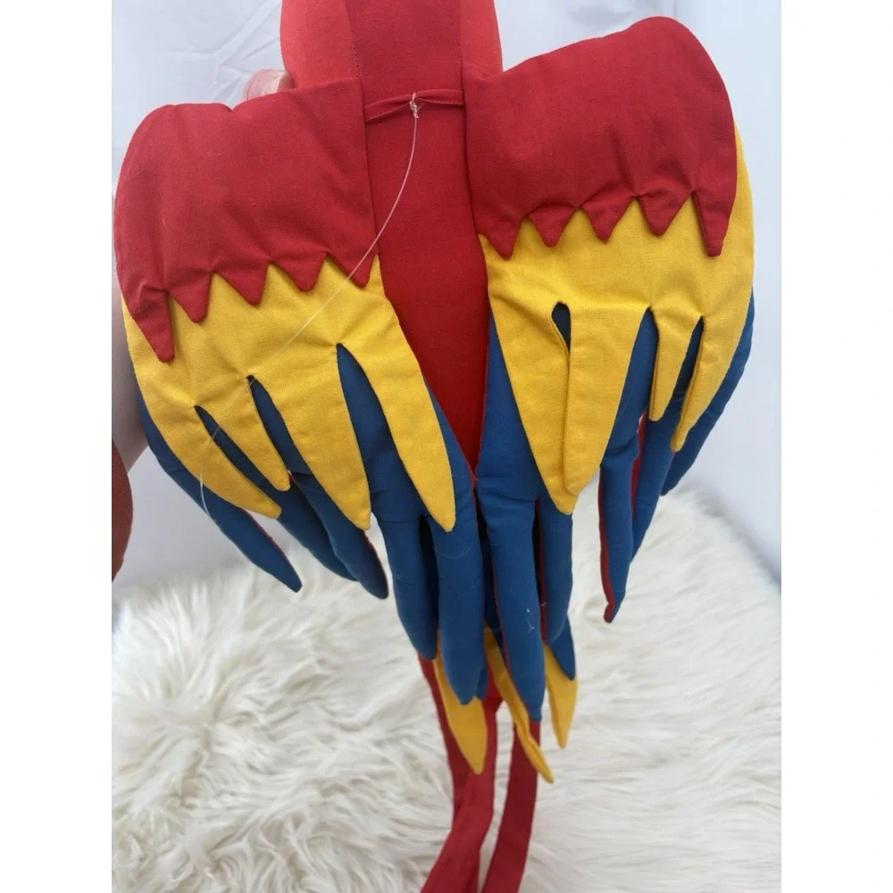 Vtg Handmade‎ PARROT Plush Multicolor Fabric Garden Decor Large Colombia 29